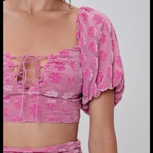 for love and lemons lusk velvet crop top